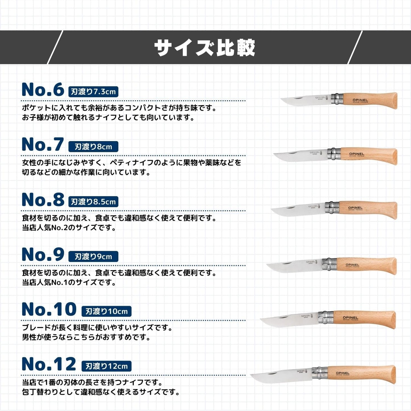 【名入れ可能】 OPINEL オピネルナイフ No.6 ～ No.12 名入れ 選べる ステンレス スチールナイフ